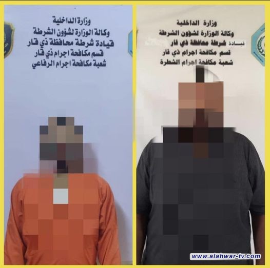 مكافحة إجرام ذي قار تلقي القبض على متهمين اثنين بقضايا سرقة مختلفة .